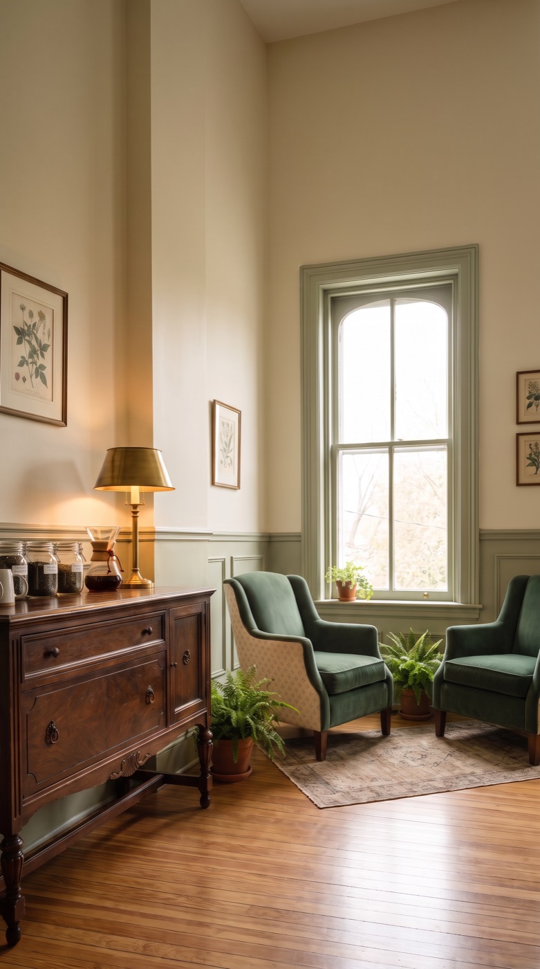 The parlor with coffee and tea station