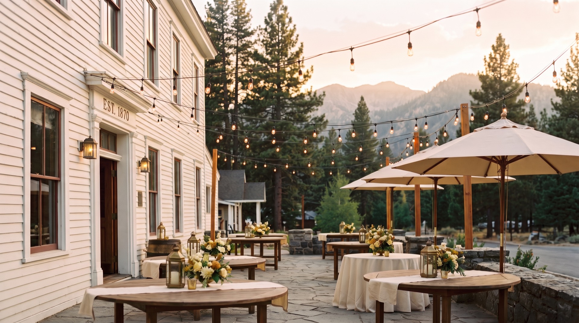 The patio set for a celebration